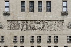 Assyrian-style frieze on InterContinental Chicago Magnificent Mile hotel (1929), depicting its construction