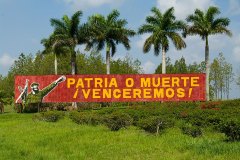 Highway sign: Homeland or Death - We Will Win!