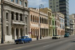 Caryatid building (left), the Malecón, Havana
