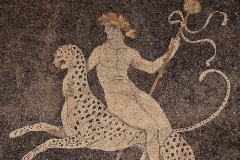 Dionysus riding a panther, pebble mosaic, Ancient Pella  