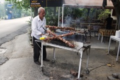 Making souvlaki in Kastraki  