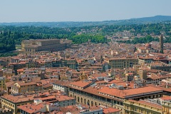 Florence rooftops; upper left: Palazzo Pitti; far right: Santo Spirito 